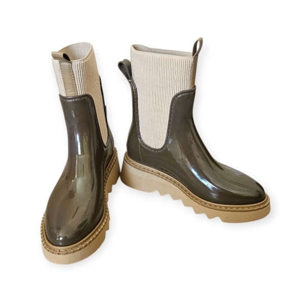 NWT Dolce Vita Tropic H20 Tan / Cream Rain Boots Womens Size 6 - Picture 7 of 12